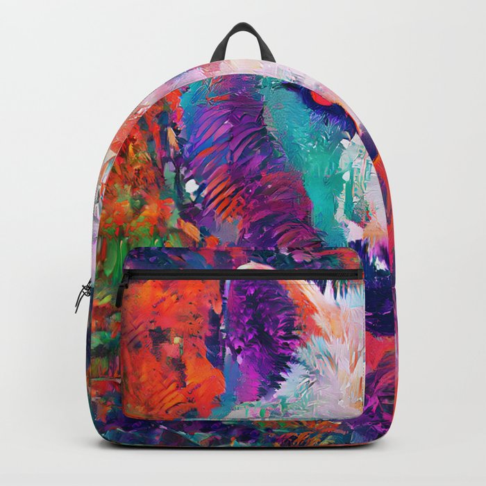 Wolf Arctic White Rainbow Colorful Painting  Backpack