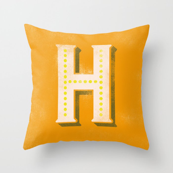 Distressed Letter "H" Typography Throw Pillow