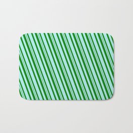 [ Thumbnail: Turquoise and Green Colored Stripes Pattern Bath Mat ]