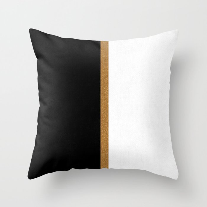 Black white gold Throw Pillow