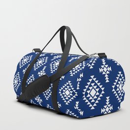 Blue and White Native American Tribal Pattern Duffle Bag
