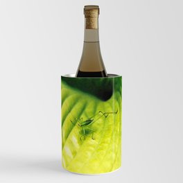 Katydid on Bright Green Hosta Wine Chiller
