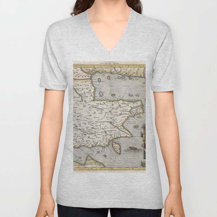 Middle East-Mercator-1584 Vintage pictorial map V Neck T Shirt