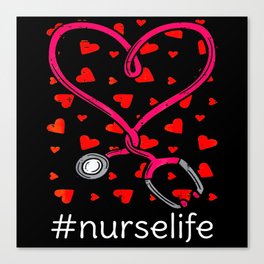 Heart Stethoscope Cute Love Nurse Valentines Day Canvas Print