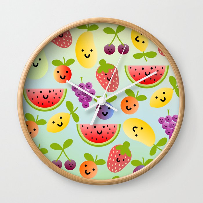 Colourful Kawaii Summer Fruit Wall Clock