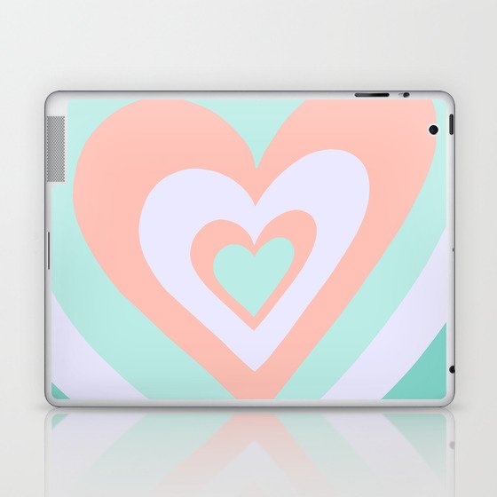 Love Power - Retro Teal and Coral Laptop & iPad Skin