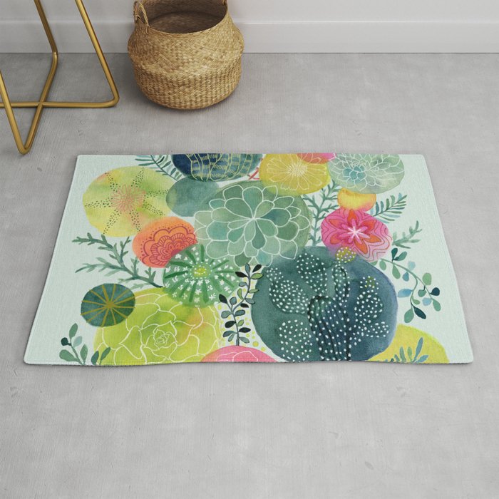 Succulent Circles Rug by Janet Broxon | Society6