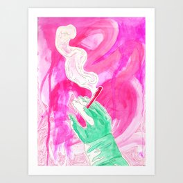 up in smoke Art Print | Pop Surrealism, Illustration, Mixed Media, Abstract 