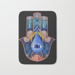 The Hamsa of Sacred Waters Bath Mat | Painting, Moon, Scaredgeometry, Illuminati, Gypsy, Spiritual, Iconography, Bohemian, Hippie, Hamsahand 