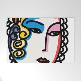 Minimal Portrait of a Rainbow Girl  Welcome Mat