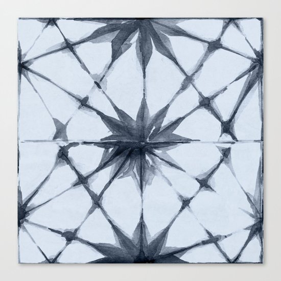 Shibori Starburst Indigo Blue on Sky Blue Canvas Print