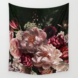 Deepest Night Flower Bouquet  Wall Tapestry