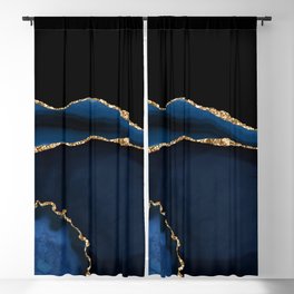 Navy & Gold Agate Texture 05 Blackout Curtain