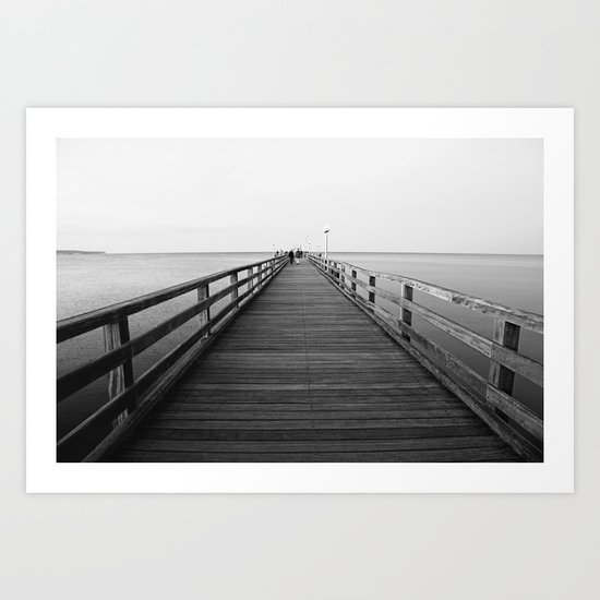 Pier photo in black and white 2 Art Print