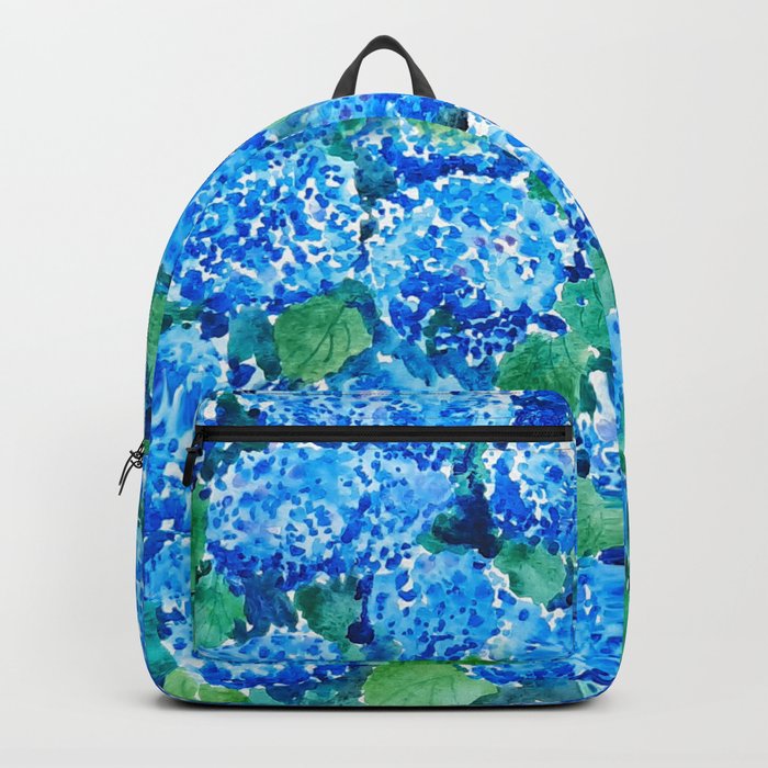 abstract blue hydrangea wall Backpack