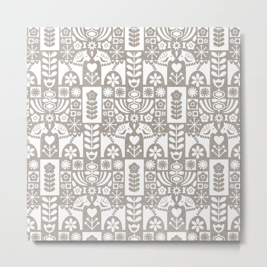 Swedish Folk Art - Warm Gray Metal Print