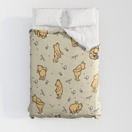 Neutral Classic Pooh Pattern Comforter