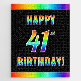 [ Thumbnail: Fun, Colorful, Rainbow Spectrum “HAPPY 41st BIRTHDAY!” Jigsaw Puzzle ]