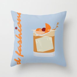 Old Fashioned Retro Cocktail Throw Pillow