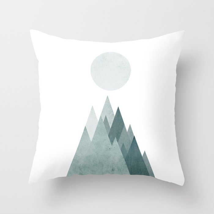 Mid Century Scandinavian Mountain Throw Pillow
