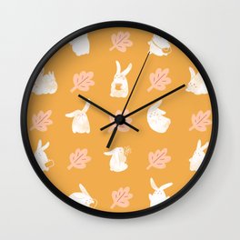 Bunny leaf pattern (yellow) Wall Clock