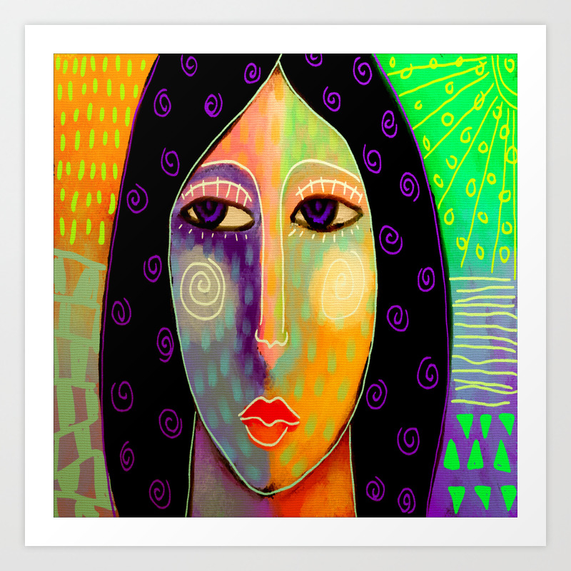 Bright And Colorful Abstract Digital Painting Of A Woman Art Print