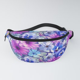 Dark pink and blue floral pattern Fanny Pack