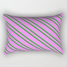 [ Thumbnail: Violet, Lime Green & Dark Green Colored Pattern of Stripes Rectangular Pillow ]