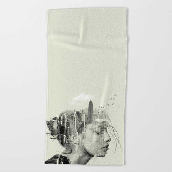 New York City reflection Beach Towel