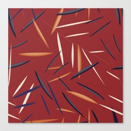 Leaves in a red background Canvas Print