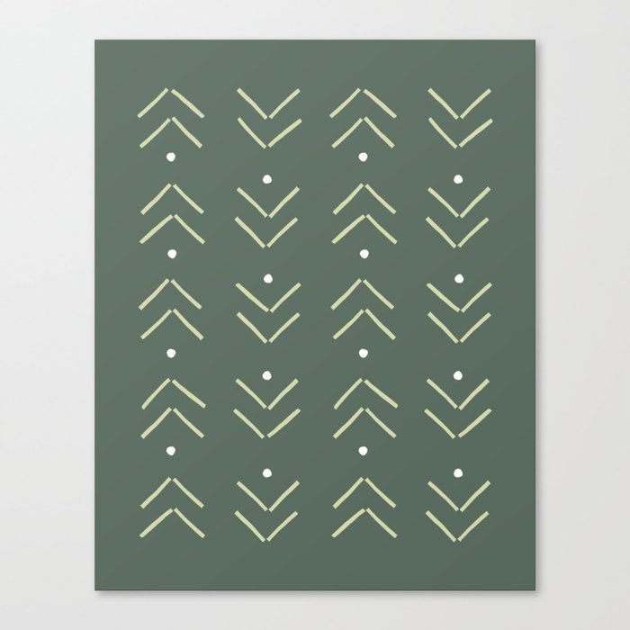 Arrow Lines Geometric Pattern 42 in Sage Green Canvas Print