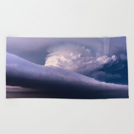 Wing Span - Supercell Thunderstorm Spans Horizon on Stormy Spring Evening in Texas Beach Towel