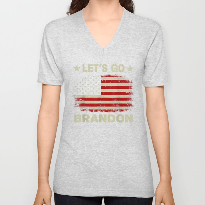 Let's Go Brandon American Flag Impeach Biden V Neck T Shirt