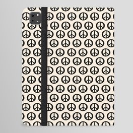 Inky Peace Dots Minimalist Pattern in Black and Almond Cream iPad Folio Case