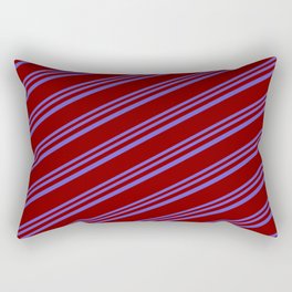 [ Thumbnail: Slate Blue and Maroon Colored Lines Pattern Rectangular Pillow ]