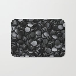 Hockey pucks Bath Mat | Abstract, Black and White, Graphicdesign, Player, Game, Sport, Play, Puck, Round, Pattern 