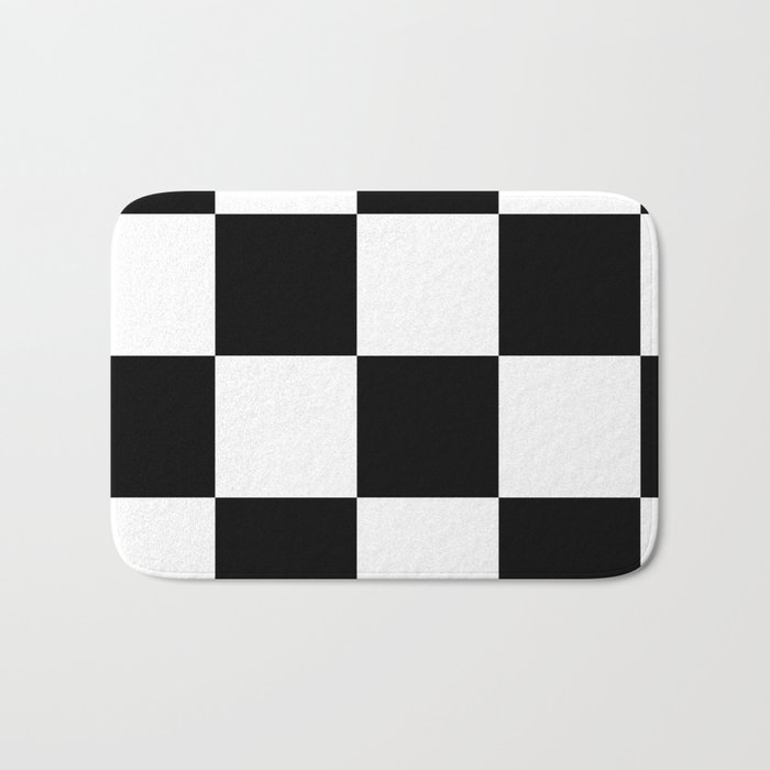 Black and White Checkers Bath Mat