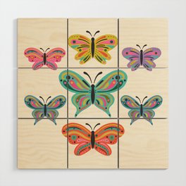 Colorful Butterflies Wood Wall Art