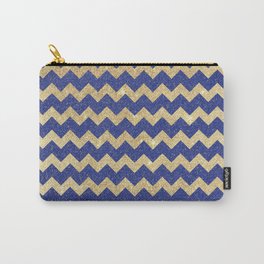 Geometrical navy blue gold glitter chevron pattern Carry-All Pouch