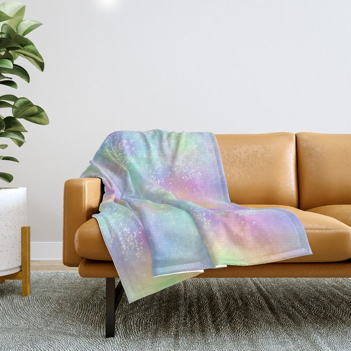 Pretty Holographic Glitter Rainbow Throw Blanket
