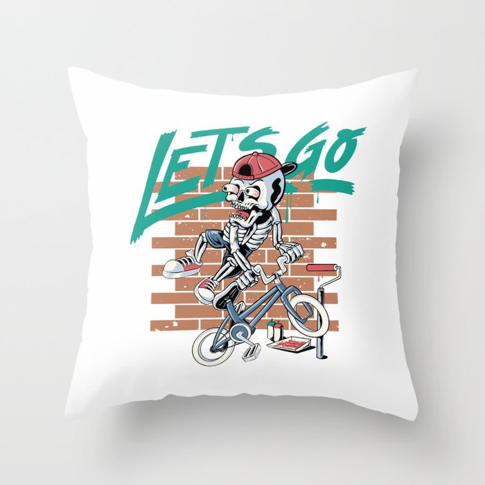 Lets Go Cycling Throw Pillow