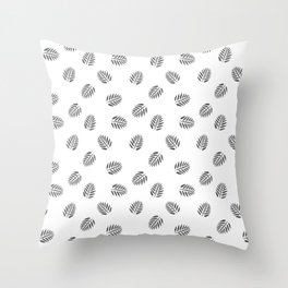 Dark Grey Tropical Leaf Silhouette Seamless Pattern Throw Pillow