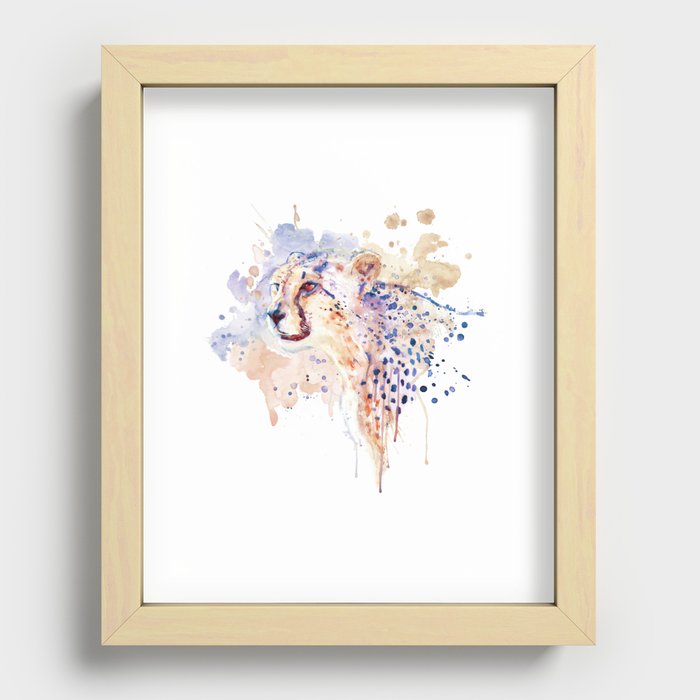 Cheetah Watercolor Portrait Recessed Framed Print