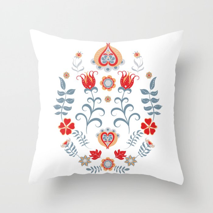 Hygge Scandinavian Folk Art Throw Pillow
