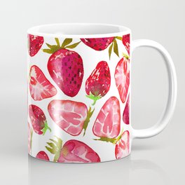 Watercolor red black green strawberry fruit pattern Coffee Mug