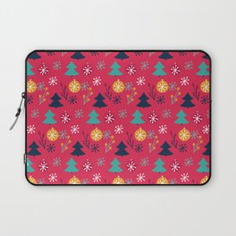 Christmas Pattern Tree Snowflake Bauble Pink Laptop Sleeve