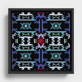 Powerful Modern Neo Tribal Aztec Geometric Print Framed Canvas