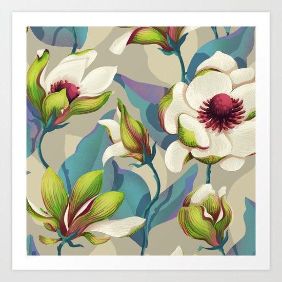magnolia bloom - vivid version Art Print