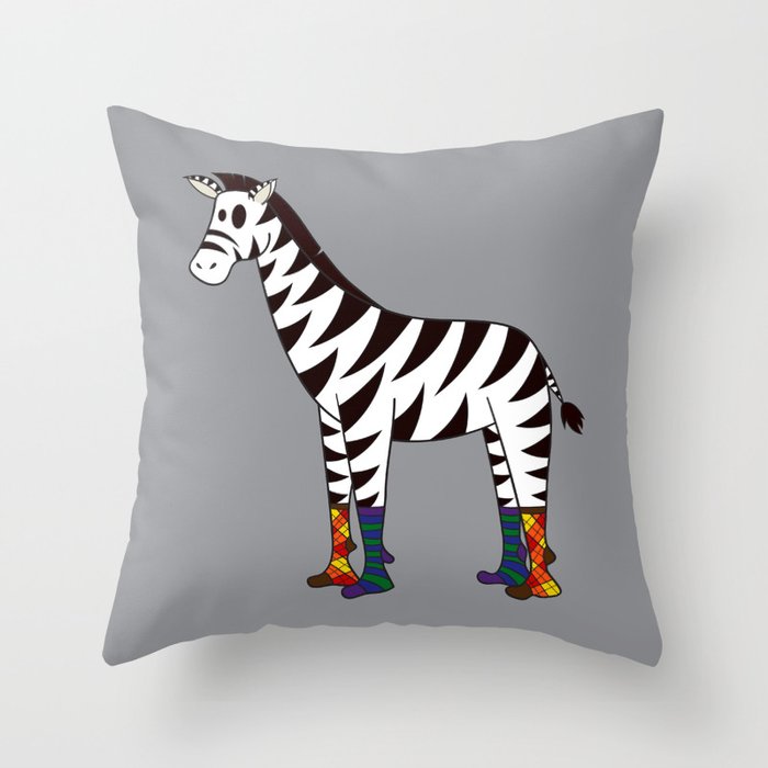 Zebra Socks Throw Pillow