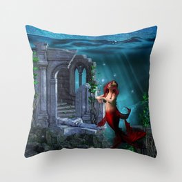 Curious New Friends - Mermaid and Water Fairies Throw Pillow